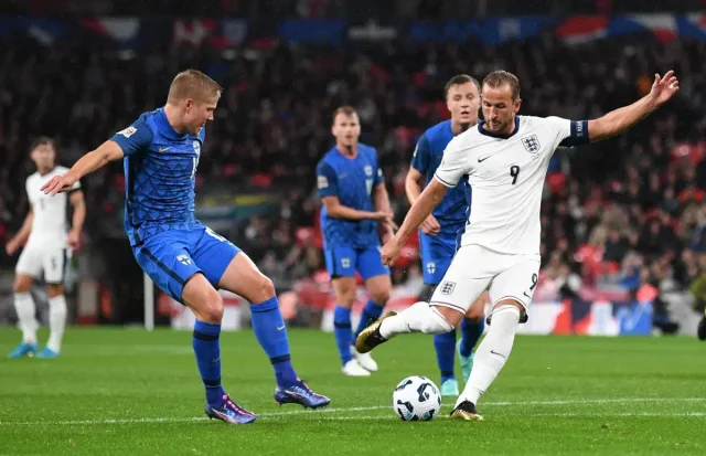 Kane scored a double in his 100th match against Finland in the Nations League.