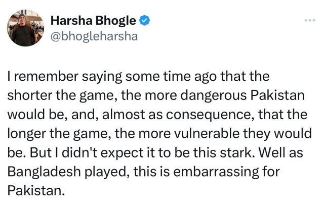 Screengrab of Harsha Bhogle Post-X