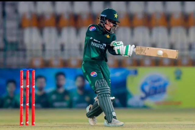 Muniba Ali hitting a boundary-Image Credit:PCB