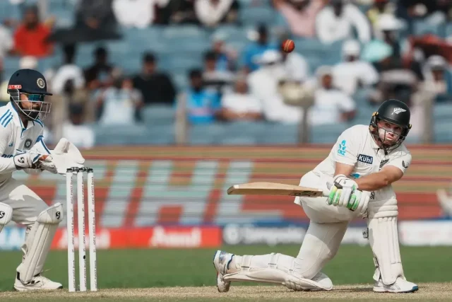 New Zealand's captain Tom Latham plays a shot on the second day of the second test cricket match-AFP