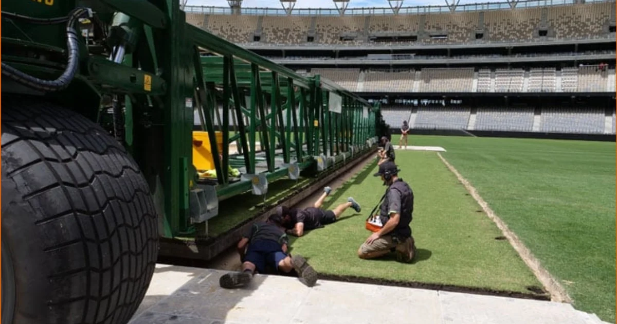 Installation of drop-in pitch at Perth Stadium for Pakistan Australia series-Australia Cricket