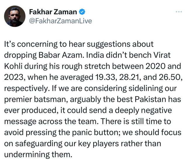 Screengrabs of Fakhar post-X