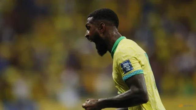 Brazil's Gerson Celebrates scoring their first goal