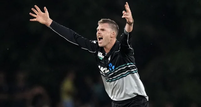 Lockie Ferguson's Celebrating hi hattrick-AFP