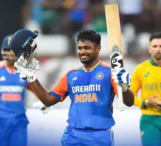 Sanju Samson Celebrating his Century-AFP