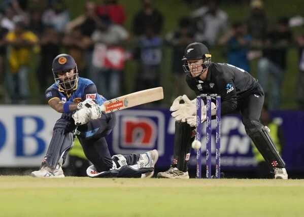 Kusal Mendis hitting a boundary-AFP