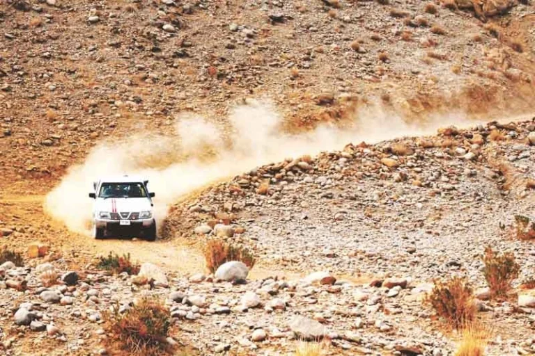 Ali Magsi's car meets with an accident in the Jhal Magsi Desert Challenge Jeep Rally