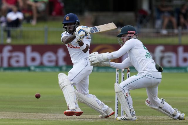 Sri Lanka's Pathum Nissanka, left, plays a side shot -AP