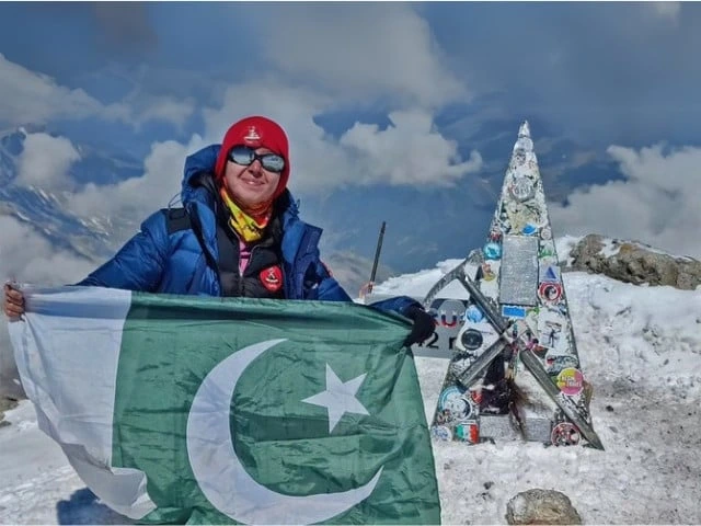 Pakistani mountaineer Samar Khan has scaled the world's highest peak outside Asia