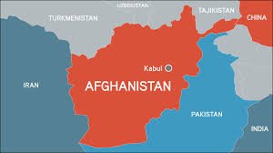 Afghanistan map red and blue