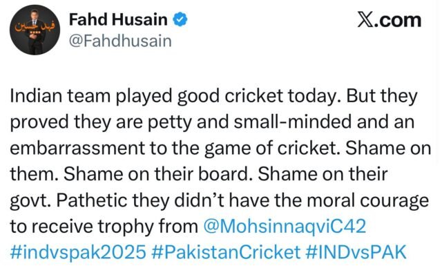 A Screengrab of Fahd Husain X post