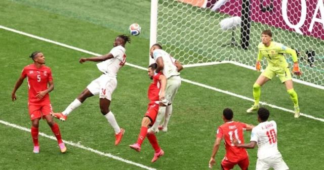 Ali Ahmed #20 of Canada heads toward the goal during the FIFA World Cup 2026 Group B match between Switzerland and Canada at BC Place Vancouver on June 24, 2026 in Vancouver, British Columbia. Fran Santiago/Getty Images/AFP (Photo by Fran Santiago / GETTY IMAGES NORTH AMERICA / Getty Images via AFP)